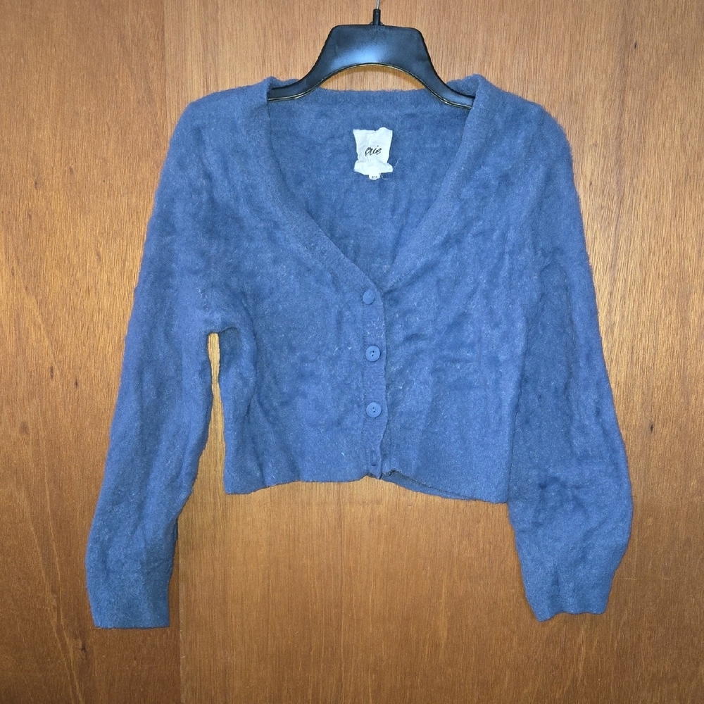 Aerie Cropped Blue Cardigan Sweater